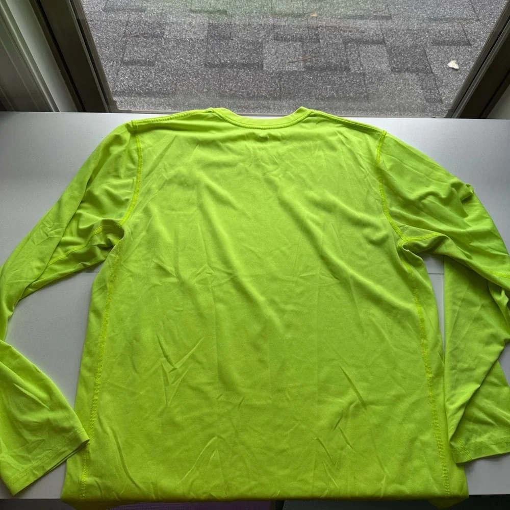 Mens Nike dri-fit long sleeve shirt neon yellow - Picture 4 of 12